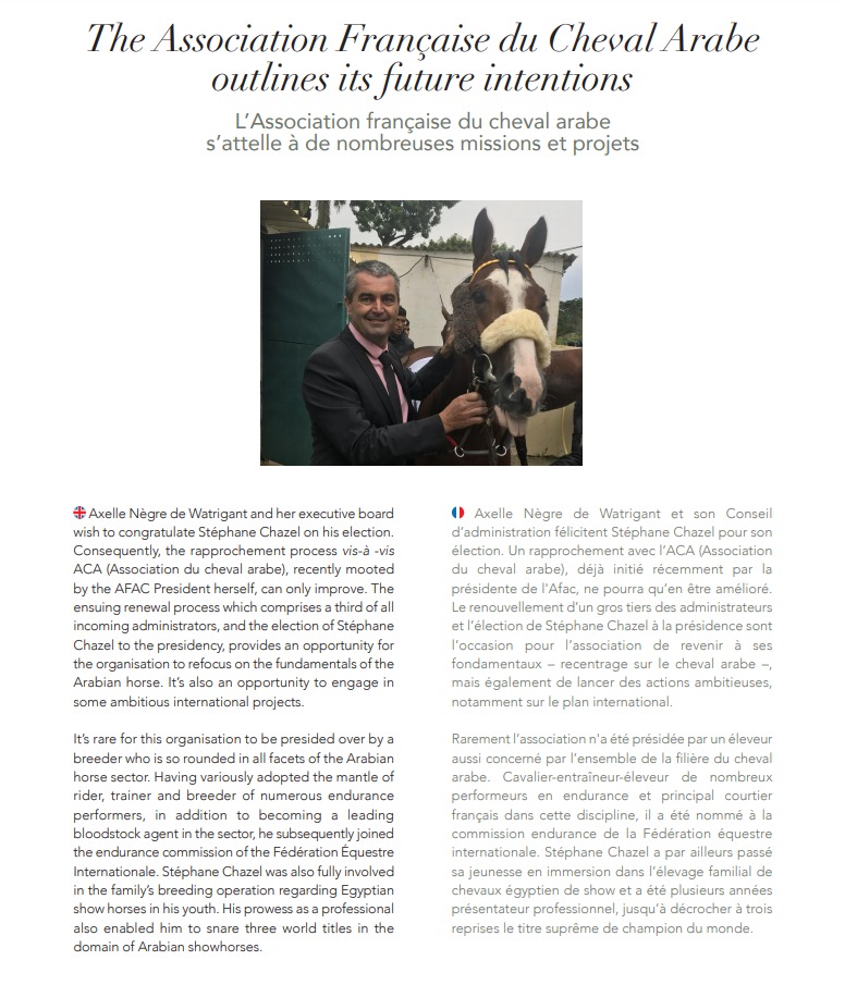Stéphane Chazel é o novo presidente da Associação Francesa do Cavalo Árabe. Apre...